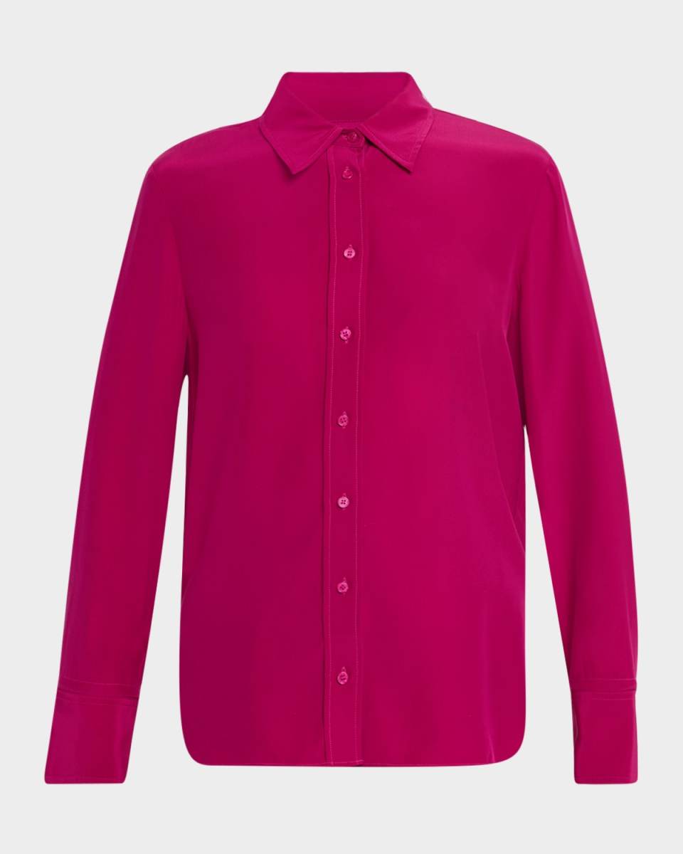 Button-Down Silk Charmeuse Blous